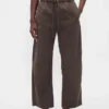 Popeline-Hose mit doppeltem Kniebereich und weitem Bein