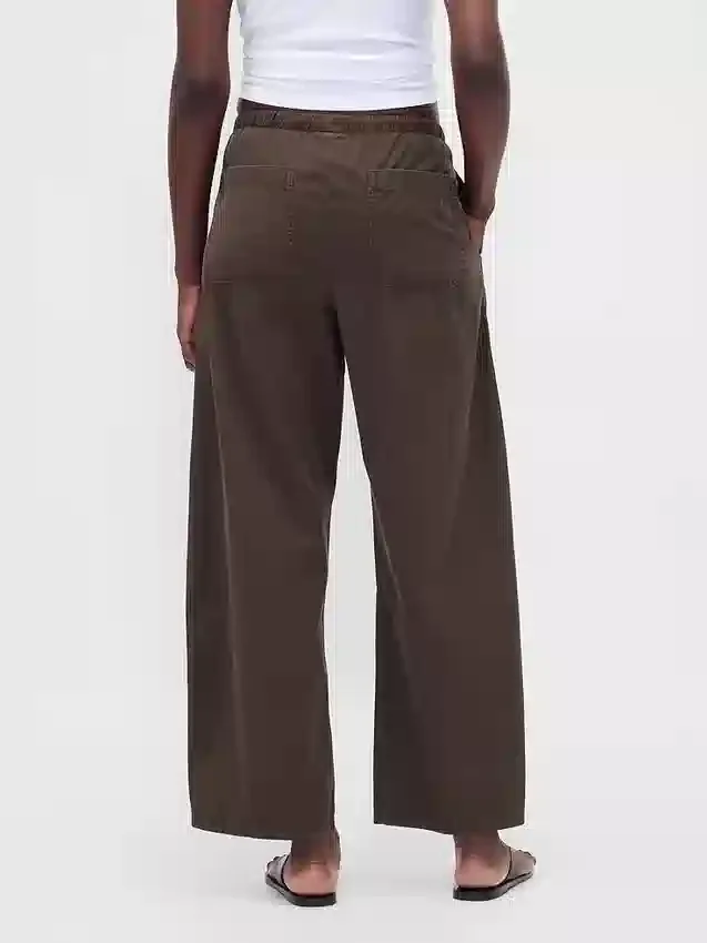 Popeline-Hose mit doppeltem Kniebereich und weitem Bein