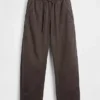 Popeline-Hose mit doppeltem Kniebereich und weitem Bein