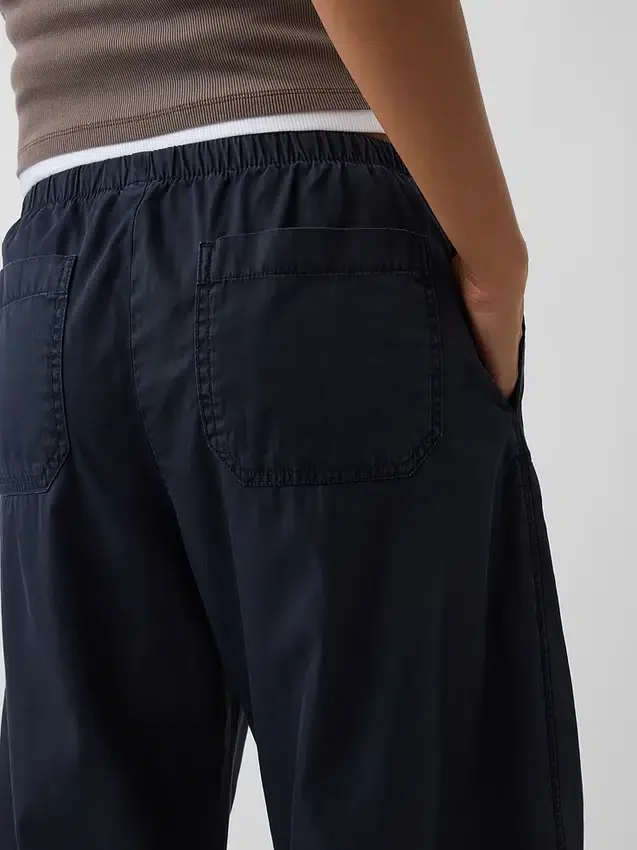 Popeline-Hose mit doppeltem Kniebereich und weitem Bein