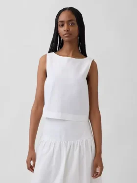 Popeline-Tanktop mit U-Boot-Ausschnitt