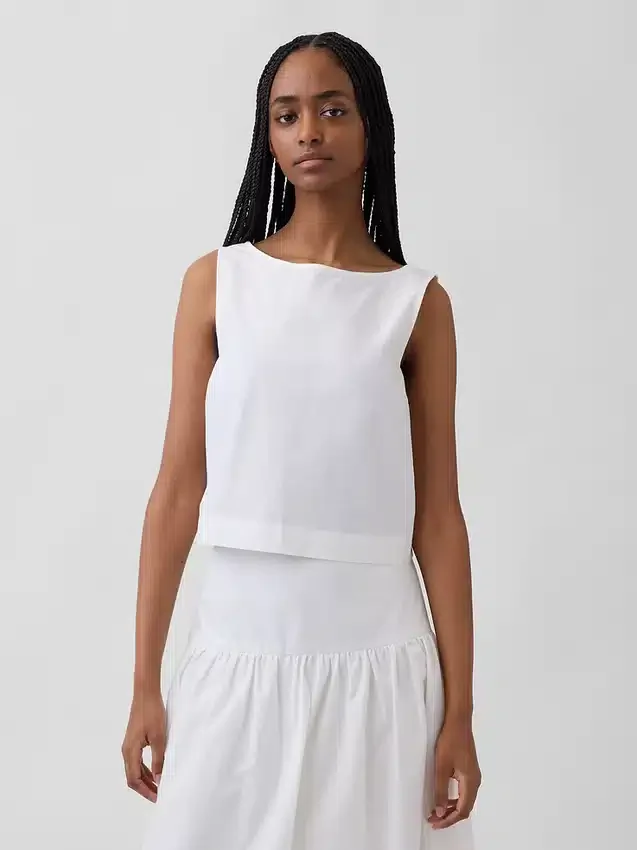 Popeline-Tanktop mit U-Boot-Ausschnitt
