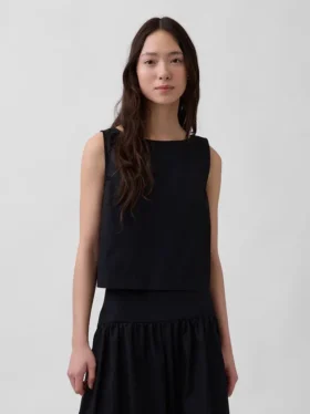 Popeline-Tanktop mit U-Boot-Ausschnitt