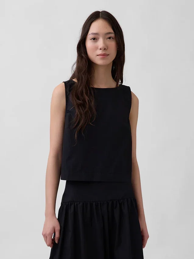 Popeline-Tanktop mit U-Boot-Ausschnitt