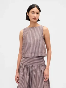 Popeline-Tanktop mit U-Boot-Ausschnitt