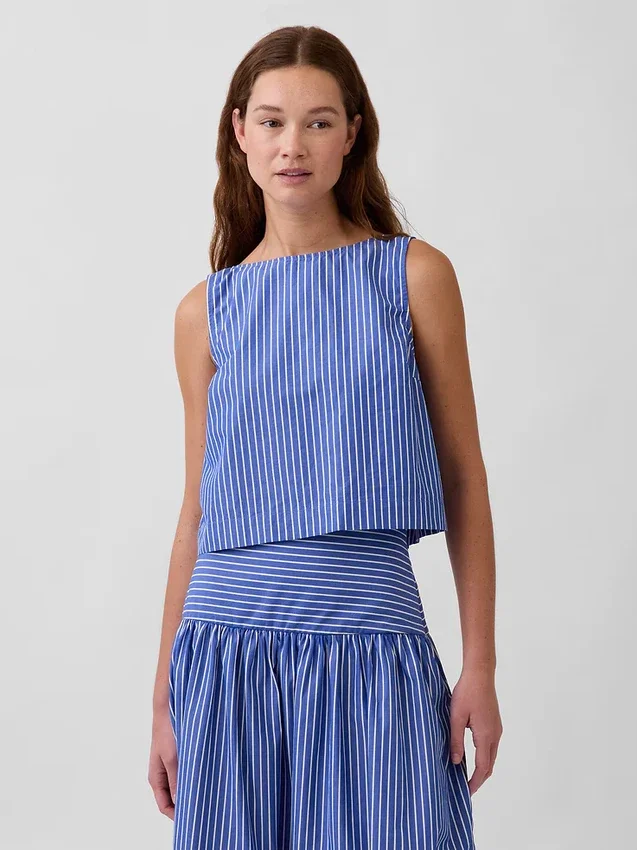 Popeline-Tanktop mit U-Boot-Ausschnitt