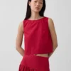 Popeline-Tanktop mit U-Boot-Ausschnitt