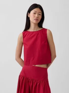 Popeline-Tanktop mit U-Boot-Ausschnitt