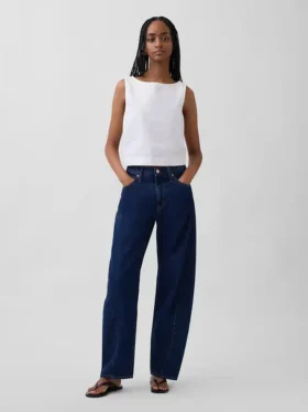 Popeline-Tanktop mit U-Boot-Ausschnitt