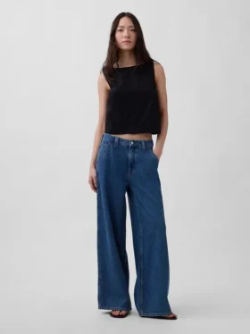 Popeline-Tanktop mit U-Boot-Ausschnitt