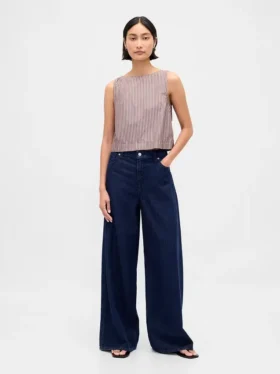 Popeline-Tanktop mit U-Boot-Ausschnitt