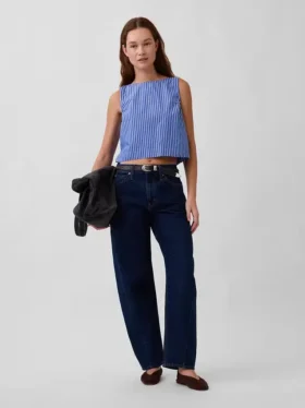 Popeline-Tanktop mit U-Boot-Ausschnitt