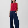 Popeline-Tanktop mit U-Boot-Ausschnitt