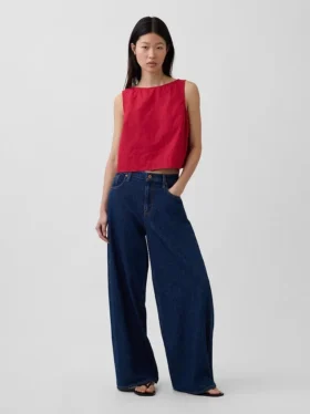 Popeline-Tanktop mit U-Boot-Ausschnitt