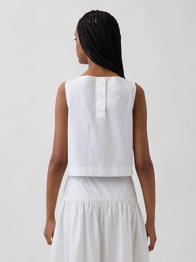 Popeline-Tanktop mit U-Boot-Ausschnitt