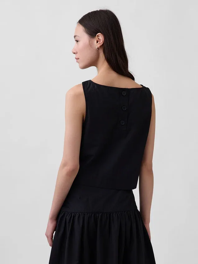 Popeline-Tanktop mit U-Boot-Ausschnitt