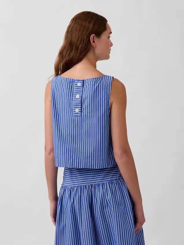 Popeline-Tanktop mit U-Boot-Ausschnitt