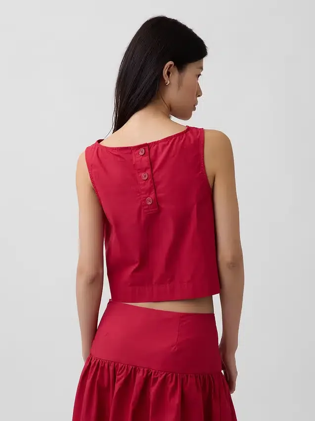 Popeline-Tanktop mit U-Boot-Ausschnitt