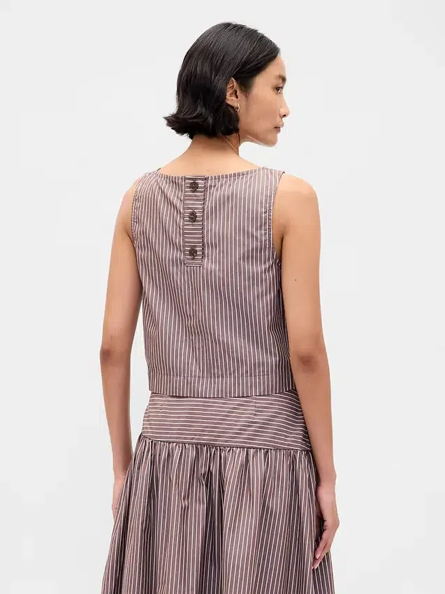 Popeline-Tanktop mit U-Boot-Ausschnitt