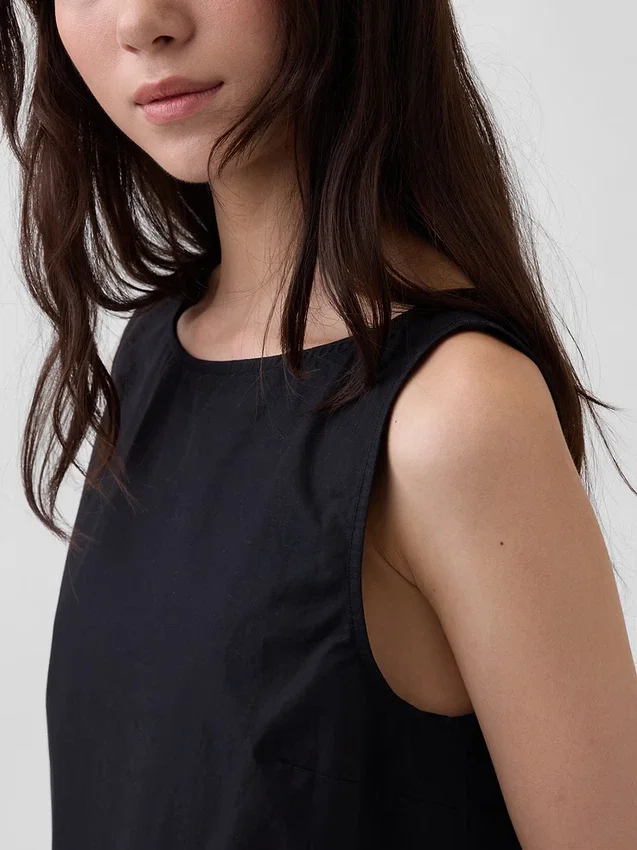 Popeline-Tanktop mit U-Boot-Ausschnitt