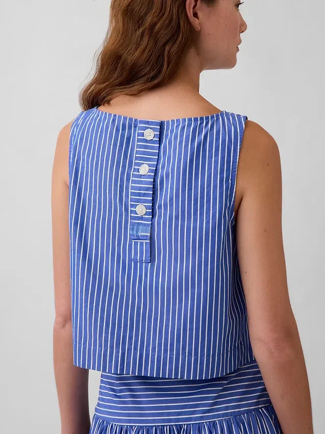 Popeline-Tanktop mit U-Boot-Ausschnitt