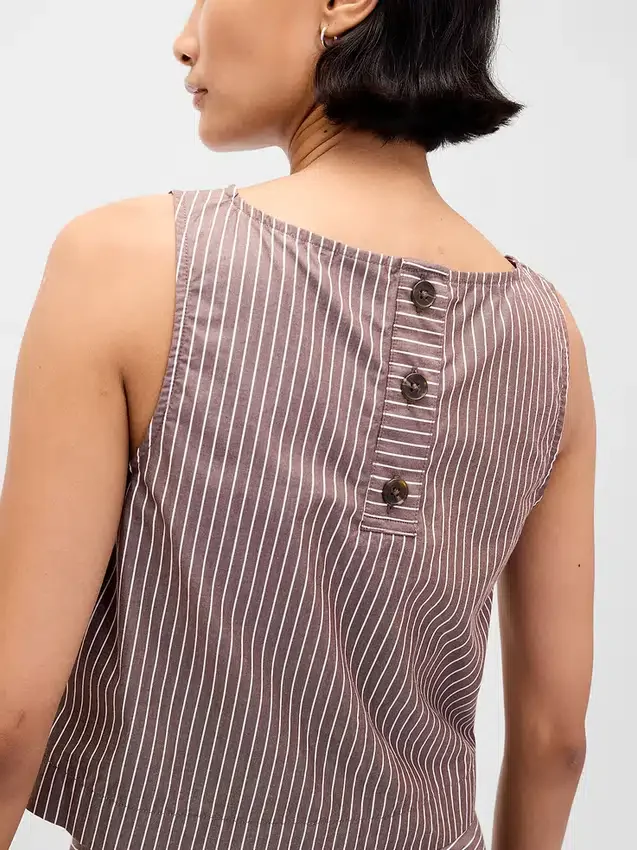 Popeline-Tanktop mit U-Boot-Ausschnitt