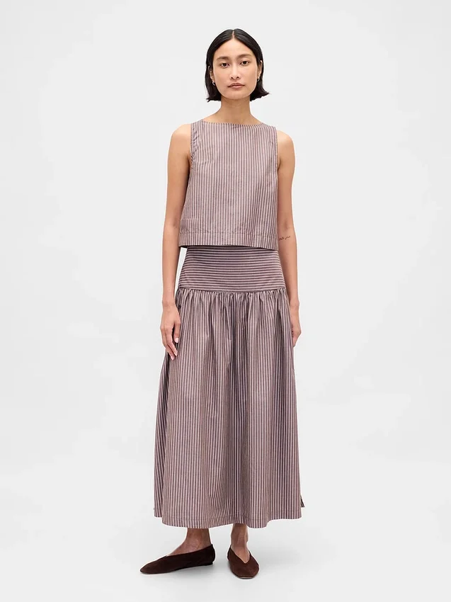 Popeline-Tanktop mit U-Boot-Ausschnitt