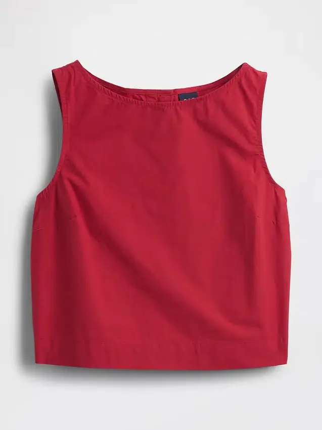 Popeline-Tanktop mit U-Boot-Ausschnitt