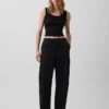 Poplin-Hose mit weitem Bein