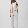 Poplin-Hose mit weitem Bein