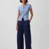 Poplin-Hose mit weitem Bein
