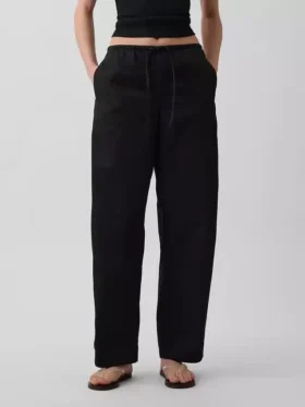 Poplin-Hose mit weitem Bein