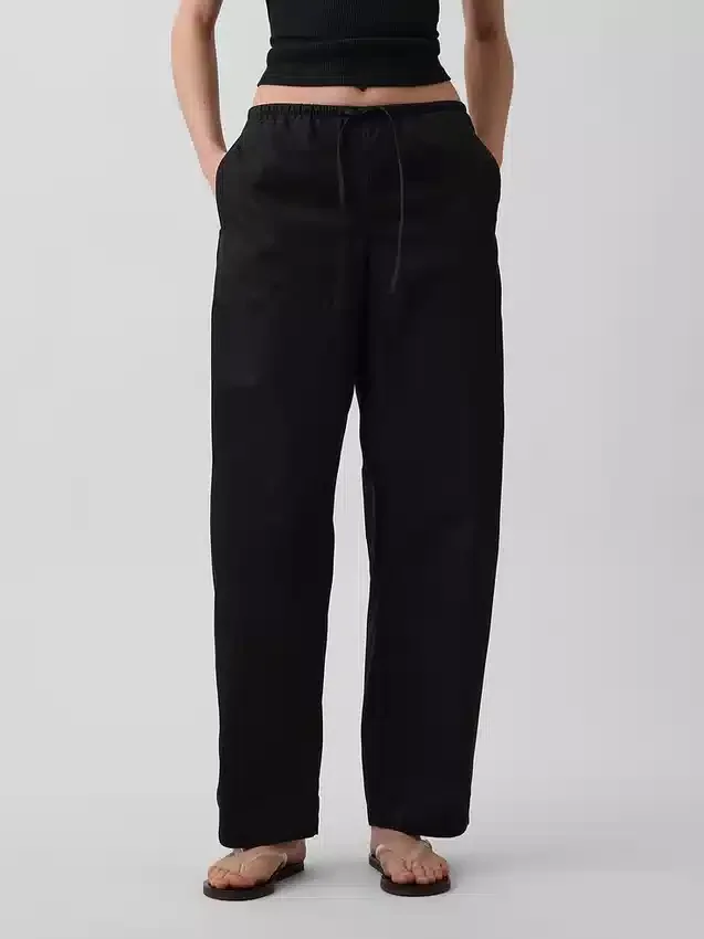 Poplin-Hose mit weitem Bein