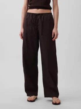 Poplin-Hose mit weitem Bein