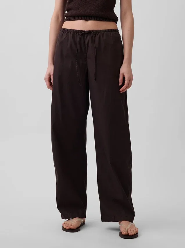 Poplin-Hose mit weitem Bein