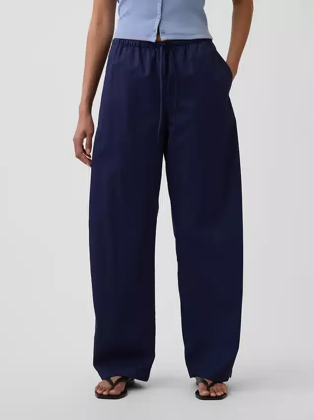 Poplin-Hose mit weitem Bein