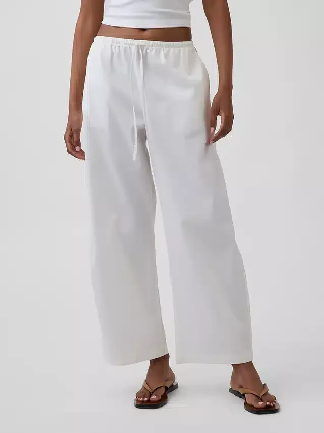 Poplin-Hose mit weitem Bein