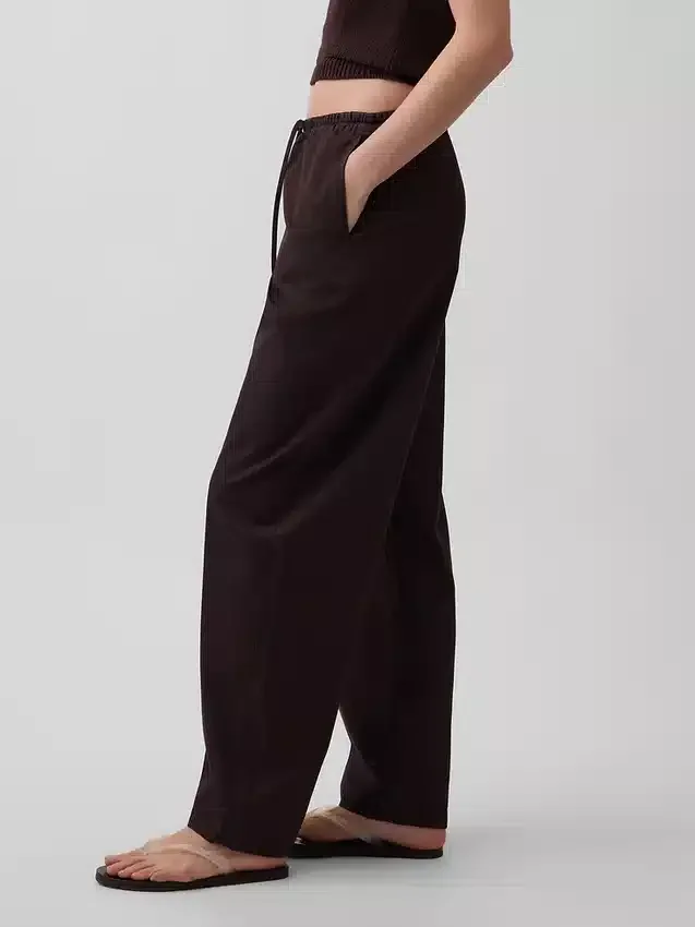 Poplin-Hose mit weitem Bein