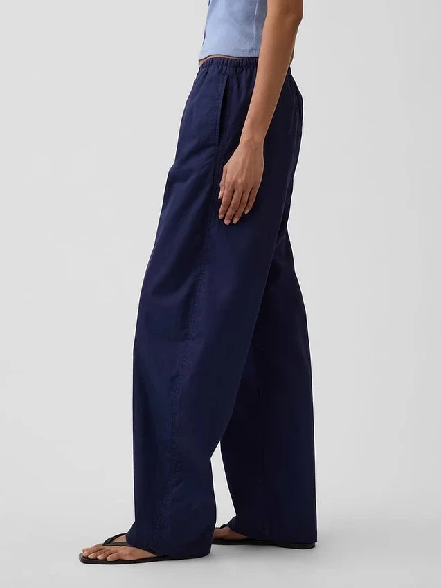 Poplin-Hose mit weitem Bein