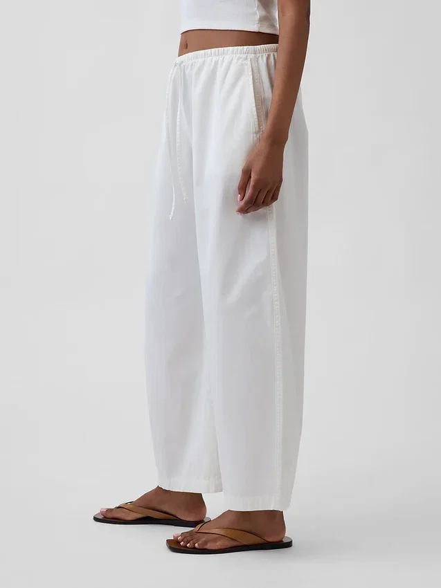 Poplin-Hose mit weitem Bein