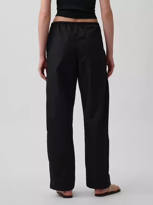 Poplin-Hose mit weitem Bein