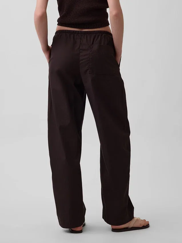Poplin-Hose mit weitem Bein