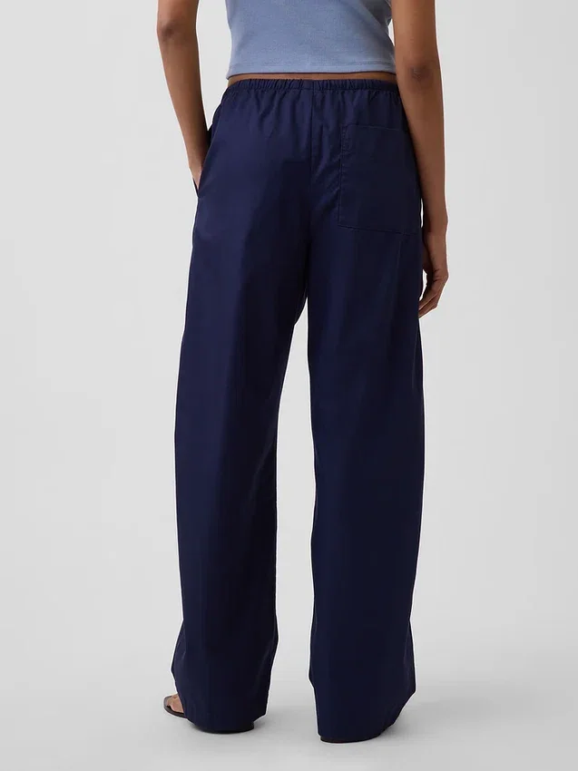 Poplin-Hose mit weitem Bein