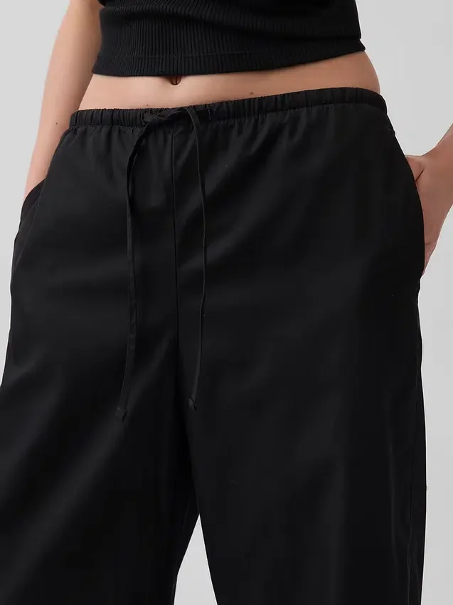 Poplin-Hose mit weitem Bein