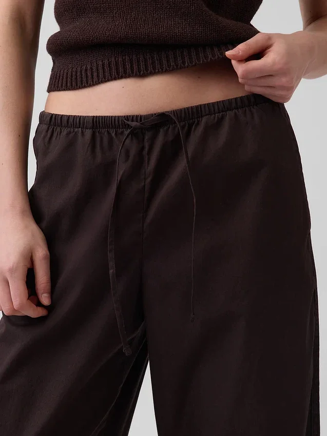 Poplin-Hose mit weitem Bein