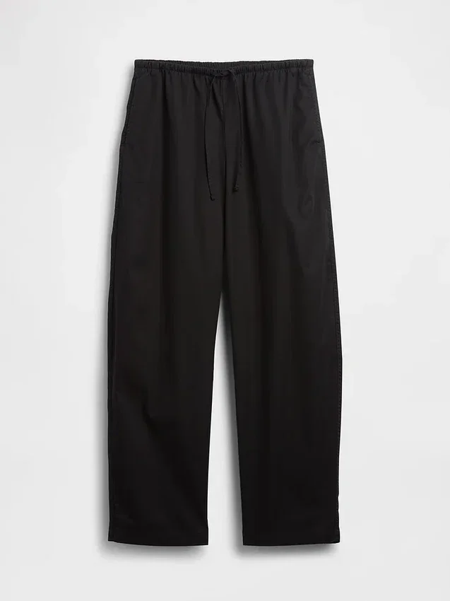 Poplin-Hose mit weitem Bein