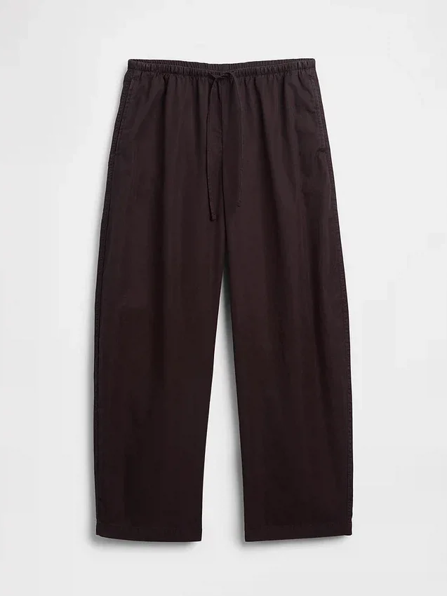 Poplin-Hose mit weitem Bein