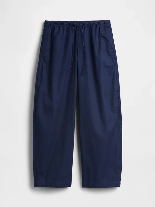 Poplin-Hose mit weitem Bein