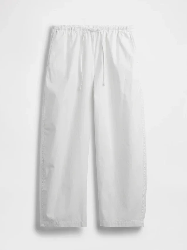 Poplin-Hose mit weitem Bein