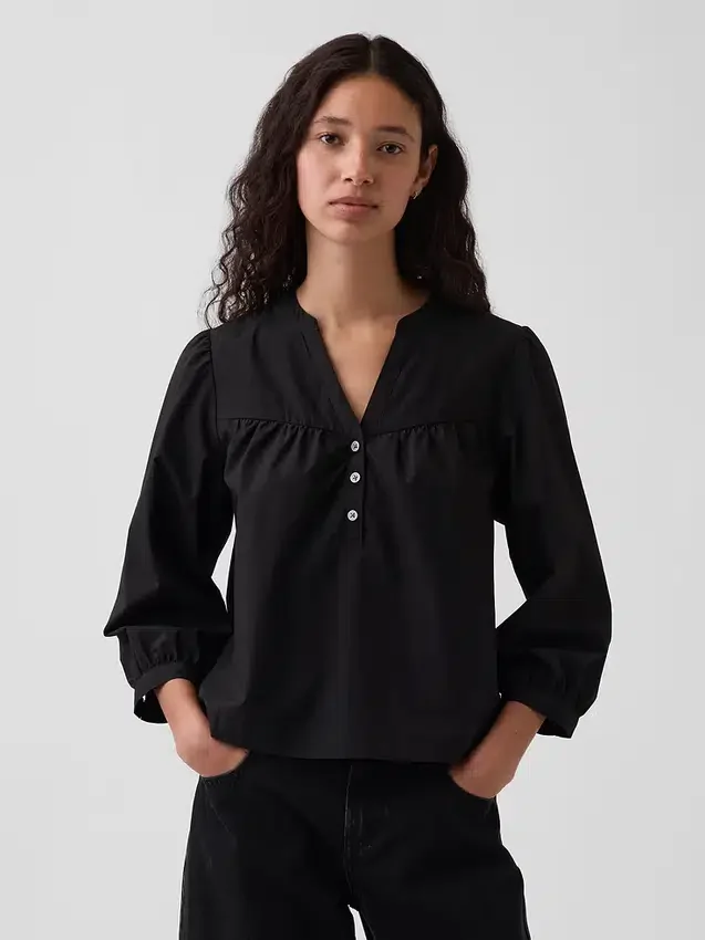 Poplin-Popover-Oberteil